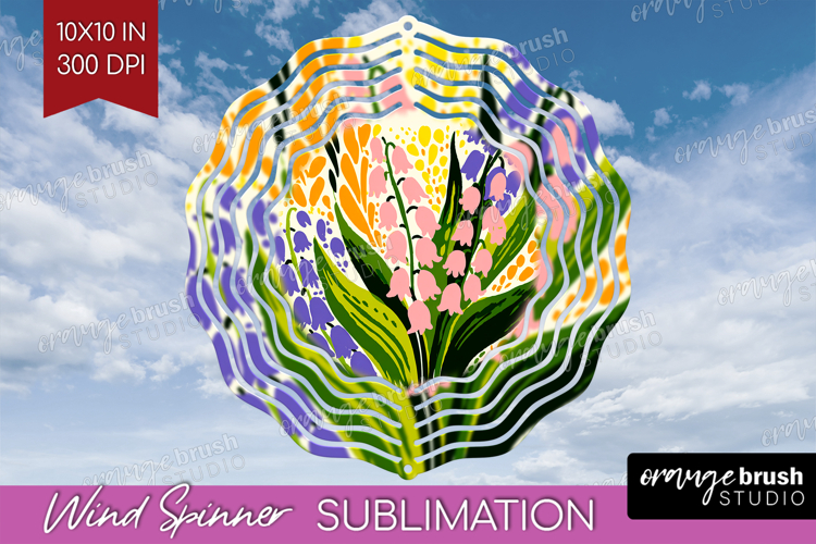 Bluebell Modern Floral Wind Spinner Sublimation PNG Sping