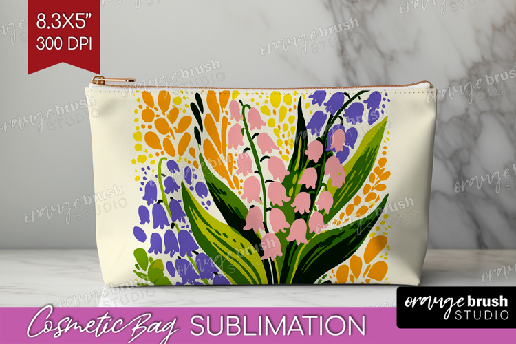 Bluebell Modern Floral Cosmetic Bag Sping Flower Makeup Bag