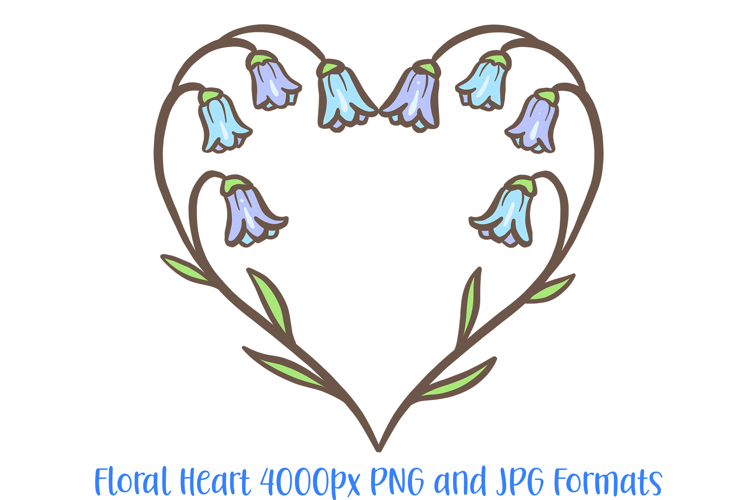 Bluebells Heart Wreath Flower Graphic Clipart PNG