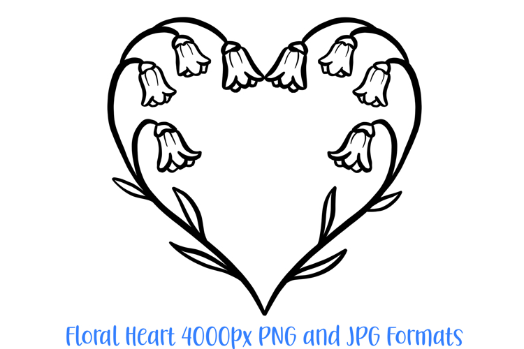 Bluebells Heart Wreath Flower Graphic Clipart PNG
