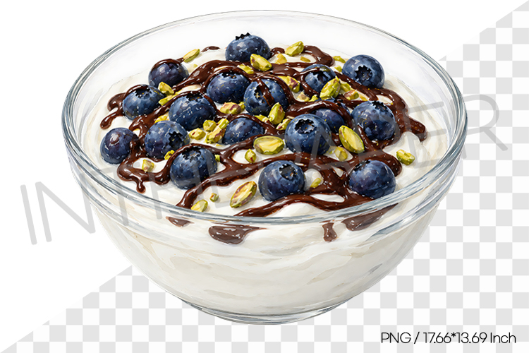 Blueberry Chocolate Pistachio Yogurt PNG Clipart Watercolor