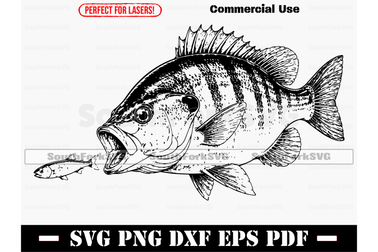 Bluegill Panfish Sunfish Design SVG PNG DXF EPS PDF example image 1