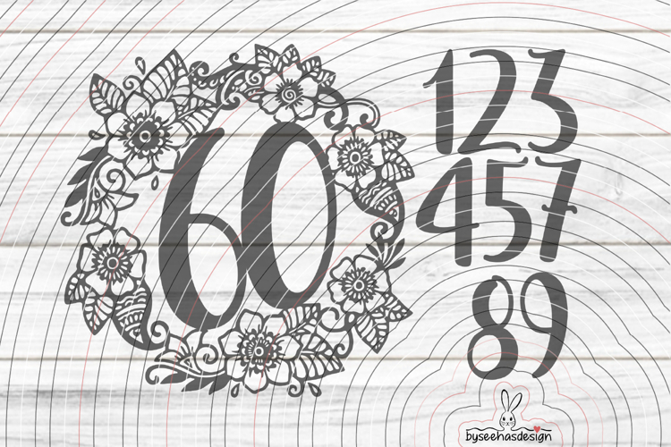 floral wreath numbers 0-9 Cutting file SVG DXF