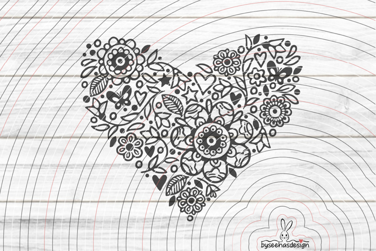 Flower heart cutting file SVG DXF