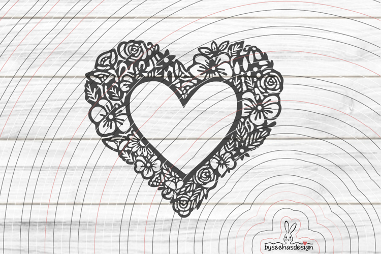 Flower heart frame Cutting file SVG DXF