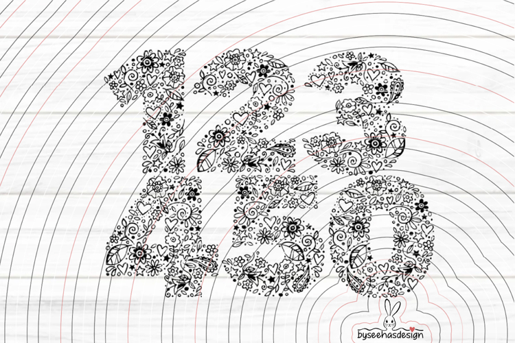 flower numbers Cutting file 1-5 SVG DXF