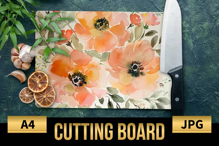 Blush Floral Watercolor Cutting Board | Flowers Design