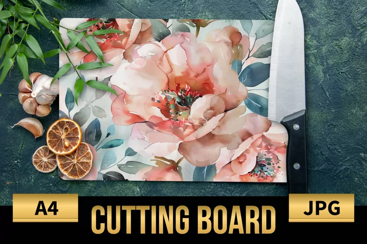 Blush Floral Watercolor Cutting Board | Flowers Design