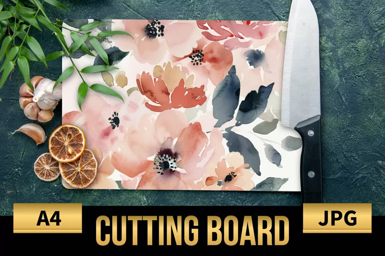 Blush Floral Watercolor Cutting Board | Flowers Design