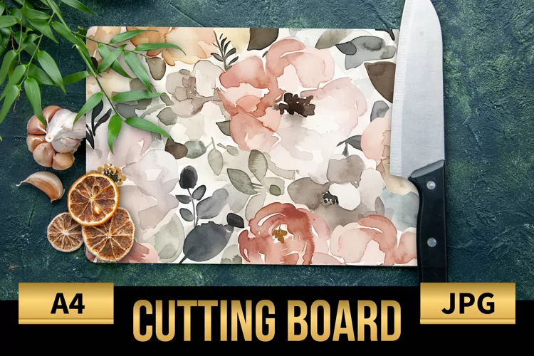 Blush Floral Watercolor Cutting Board | Flowers Design