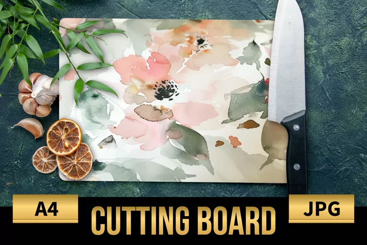 Blush Floral Watercolor Cutting Board | Flowers Design