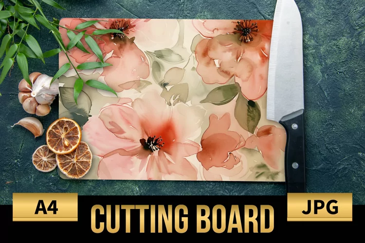 Blush Floral Watercolor Cutting Board | Flowers Design