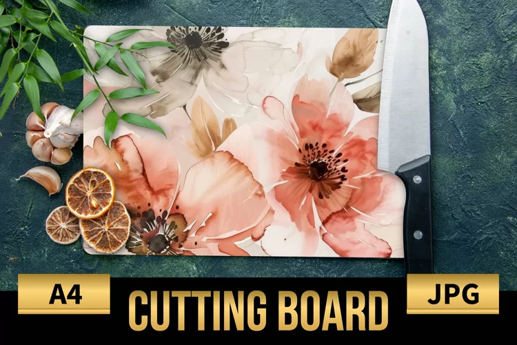 Blush Floral Watercolor Cutting Board | Flowers Design