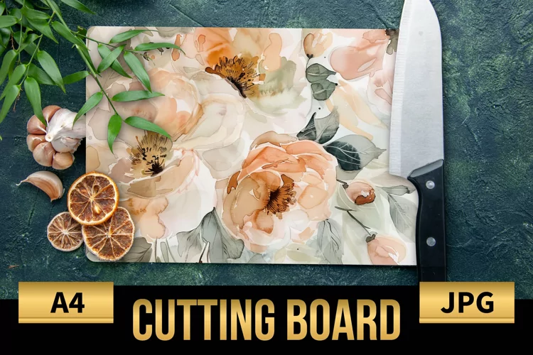 Blush Floral Watercolor Cutting Board | Flowers Design