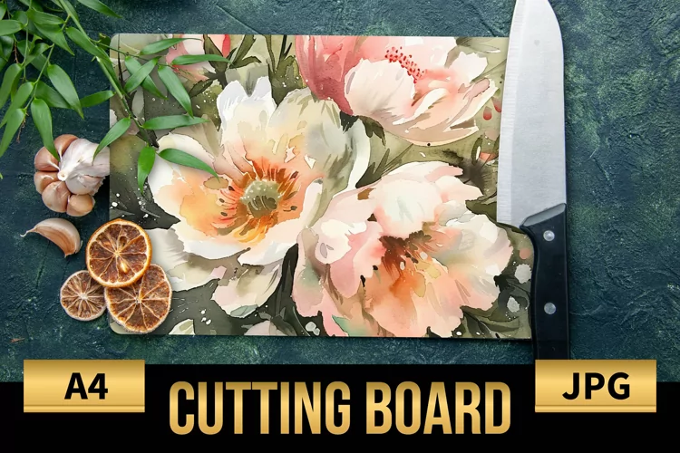 Blush Floral Watercolor Cutting Board | Flowers Design