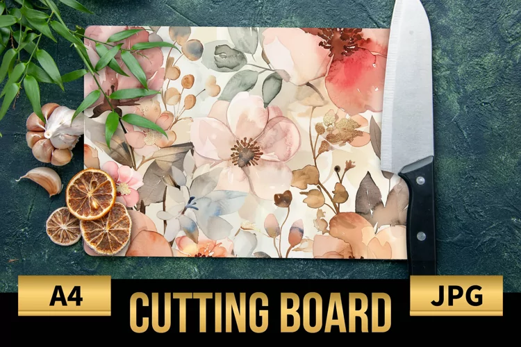 Blush Floral Watercolor Cutting Board | Flowers Design