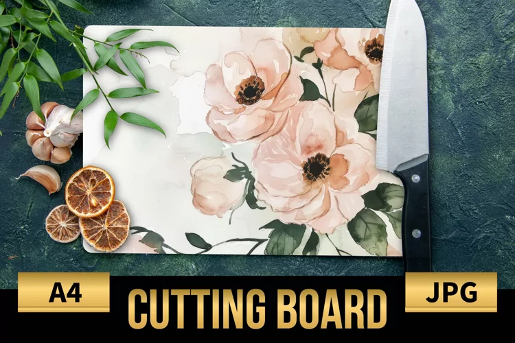 Blush Floral Watercolor Cutting Board | Flowers Design