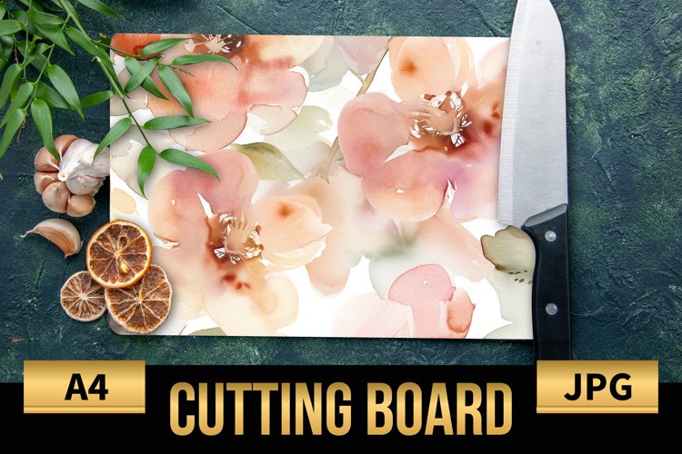 Blush Floral Watercolor Cutting Board | Flowers Design