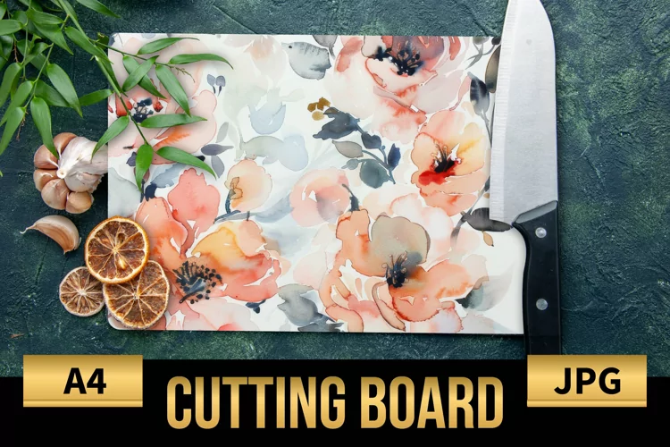 Blush Floral Watercolor Cutting Board | Flowers Design