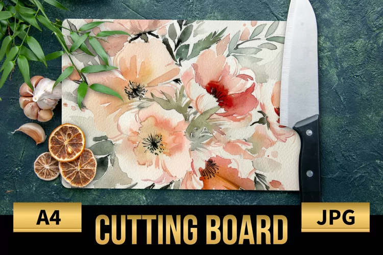 Blush Floral Watercolor Cutting Board | Flowers Design