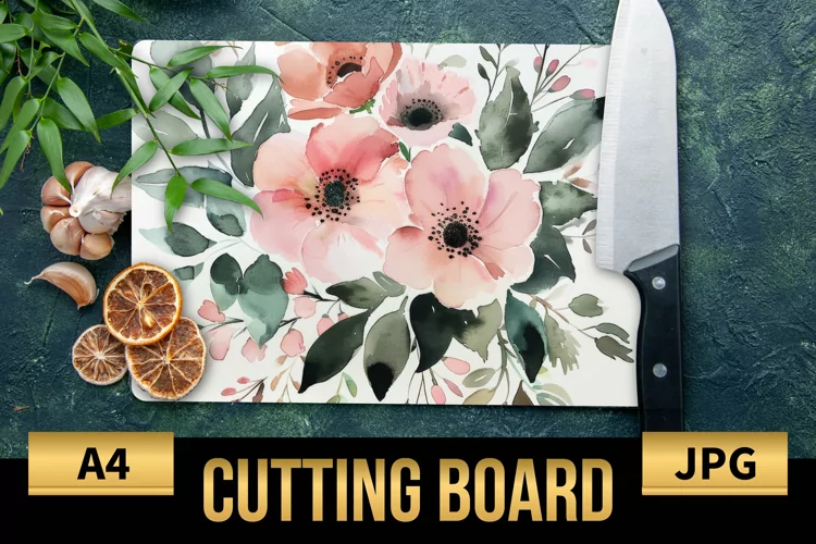 Blush Floral Watercolor Cutting Board | Flowers Design