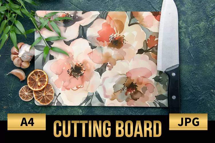 Blush Floral Watercolor Cutting Board | Flowers Design