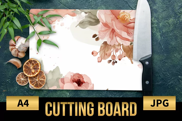 Blush Floral Watercolor Cutting Board | Flowers Design