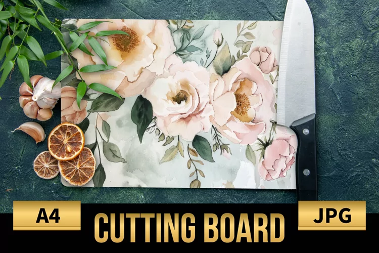 Blush Floral Watercolor Cutting Board | Flowers Design