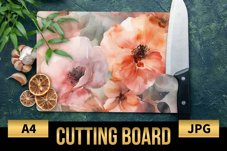 Blush Floral Watercolor Cutting Board | Flowers Design
