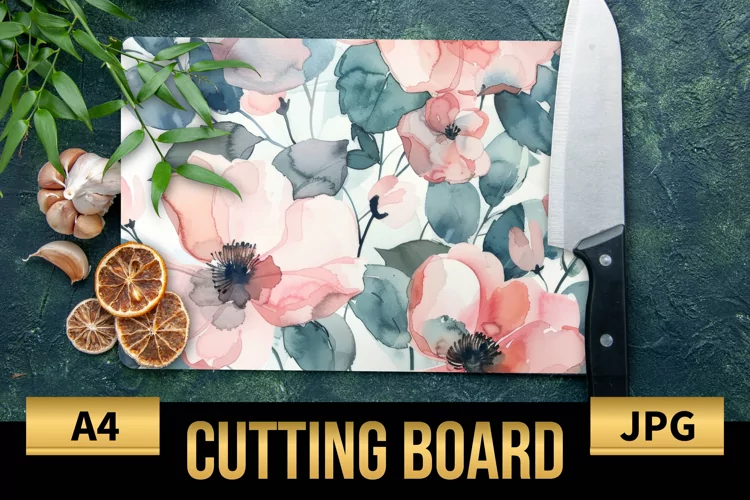 Blush Floral Watercolor Cutting Board | Flowers Design