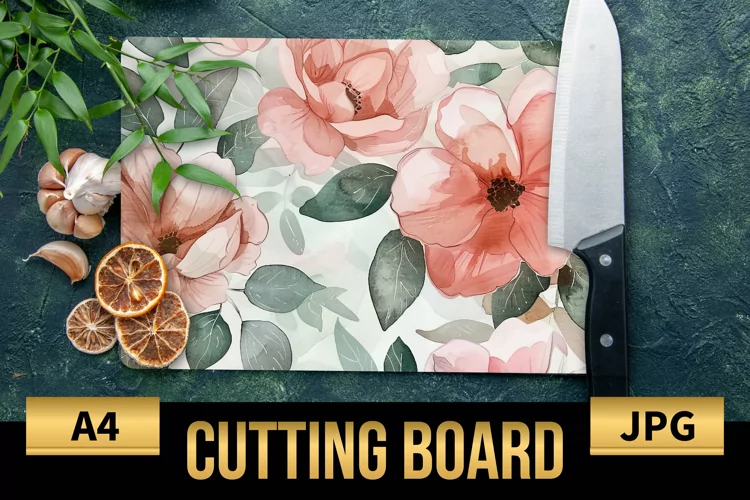 Blush Floral Watercolor Cutting Board | Flowers Design
