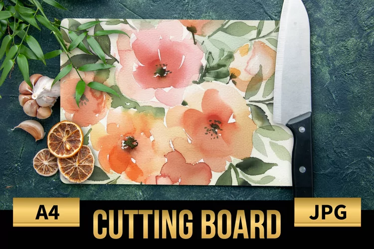 Blush Floral Watercolor Cutting Board | Flowers Design