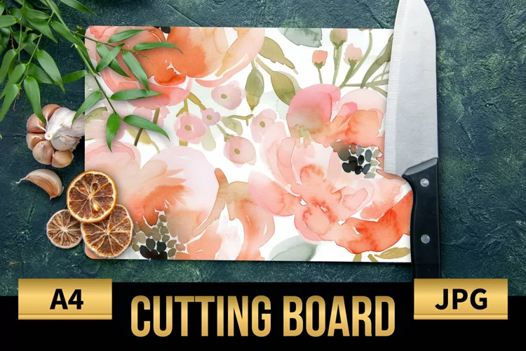 Blush Floral Watercolor Cutting Board | Flowers Design
