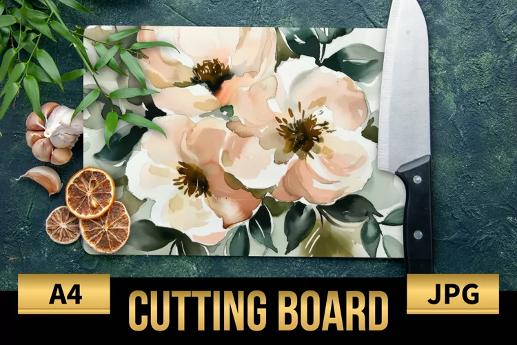 Blush Floral Watercolor Cutting Board | Flowers Design