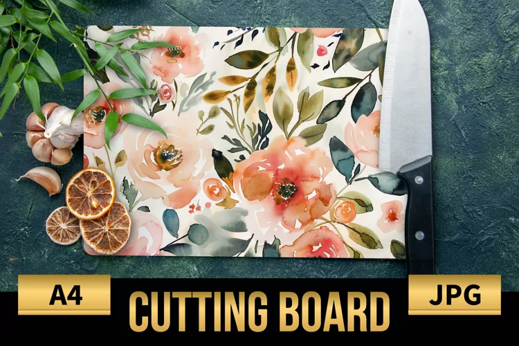 Blush Floral Watercolor Cutting Board | Flowers Design