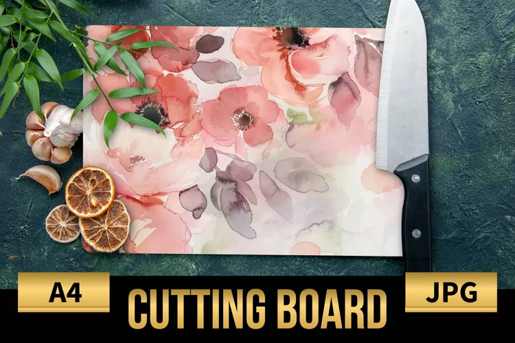 Blush Floral Watercolor Cutting Board | Flowers Design