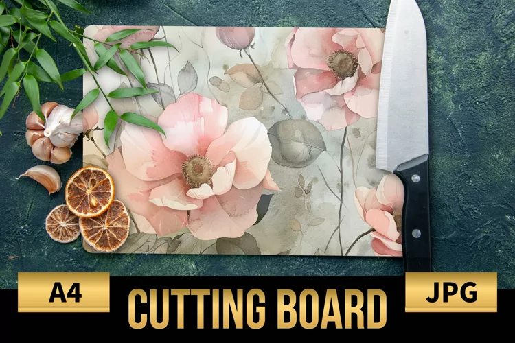 Blush Floral Watercolor Cutting Board | Flowers Design