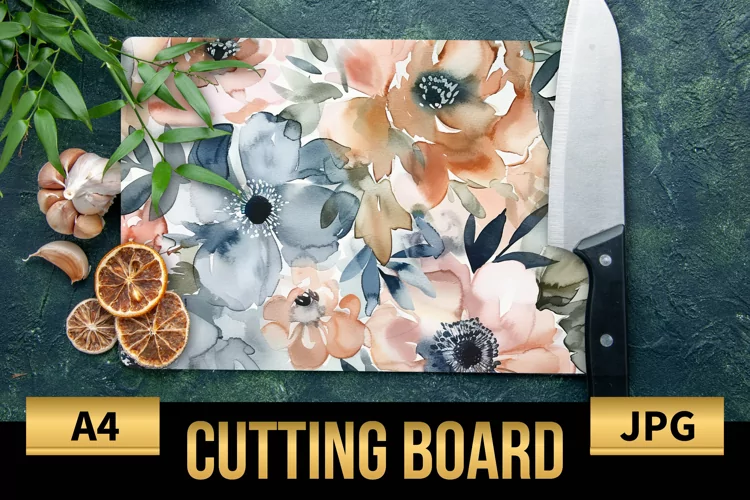 Blush Floral Watercolor Cutting Board | Flowers Design