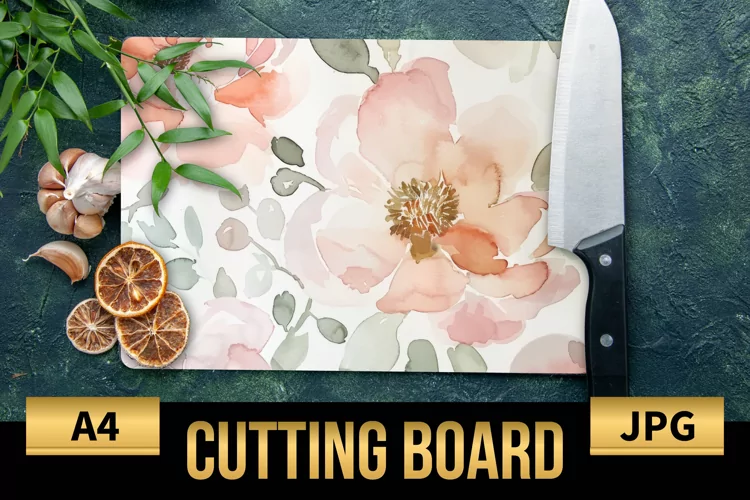 Blush Floral Watercolor Cutting Board | Flowers Design
