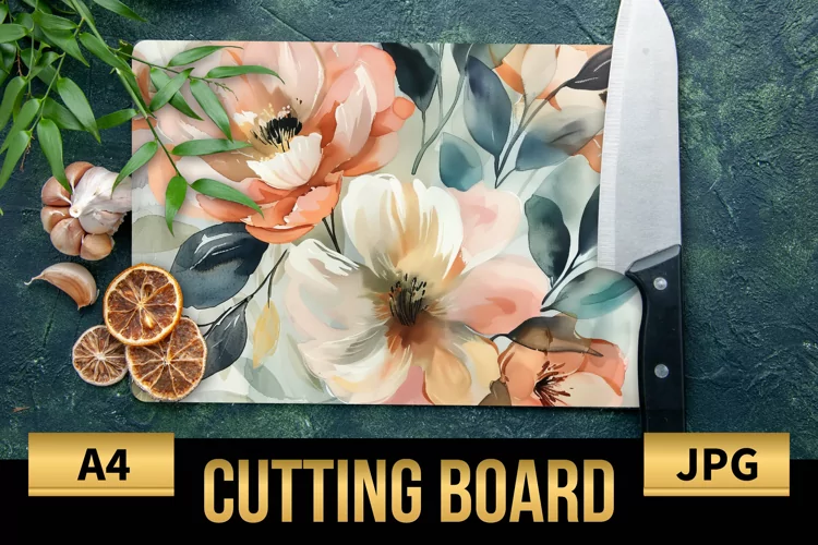 Blush Floral Watercolor Cutting Board | Flowers Design