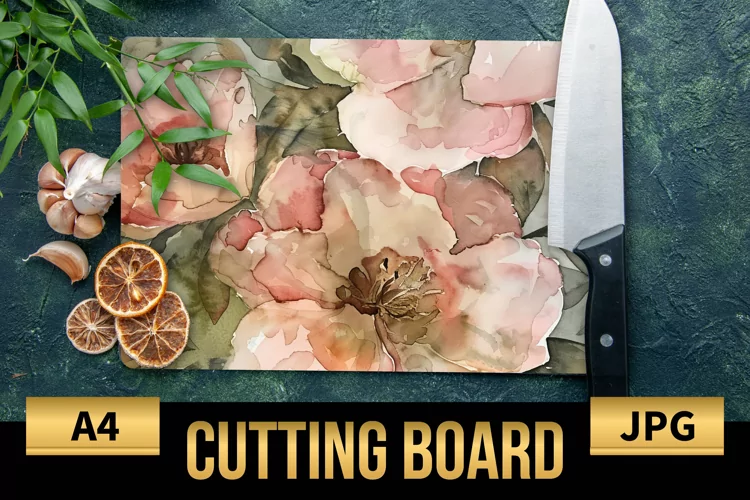 Blush Floral Watercolor Cutting Board | Flowers Design