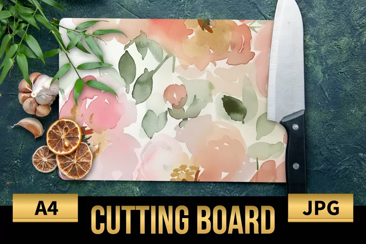 Blush Floral Watercolor Cutting Board | Flowers Design