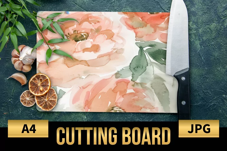 Blush Floral Watercolor Cutting Board | Flowers Design