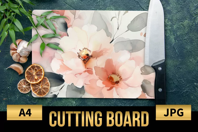 Blush Floral Watercolor Cutting Board | Flowers Design