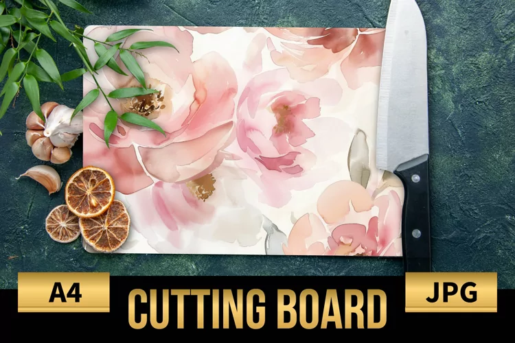 Blush Floral Watercolor Cutting Board | Flowers Design