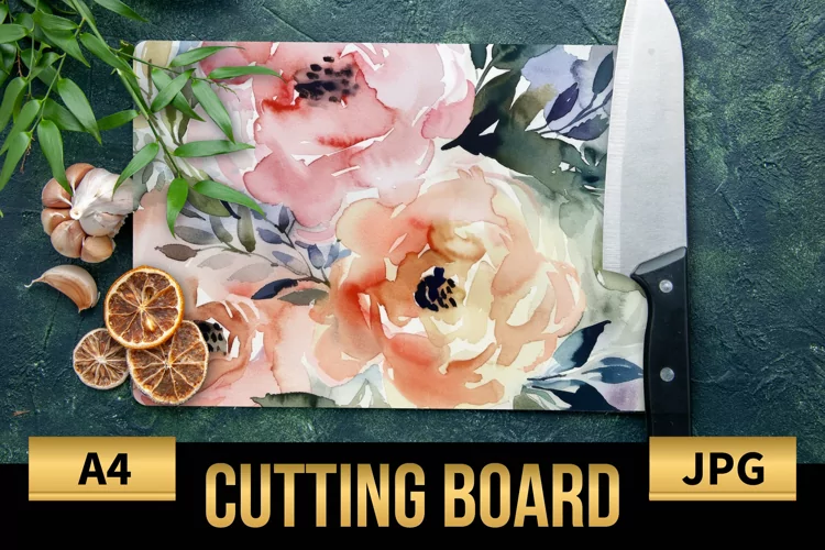 Blush Floral Watercolor Cutting Board | Flowers Design