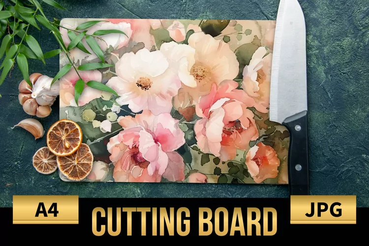 Blush Floral Watercolor Cutting Board | Flowers Design