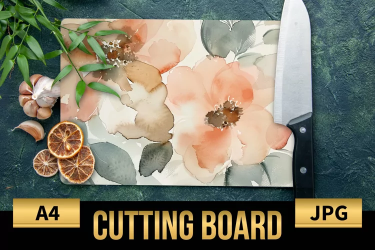 Blush Floral Watercolor Cutting Board | Flowers Design