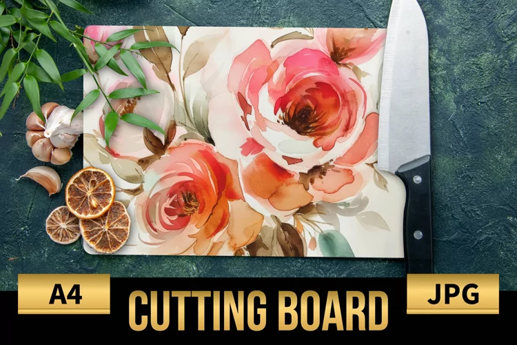 Blush Floral Watercolor Cutting Board | Flowers Design