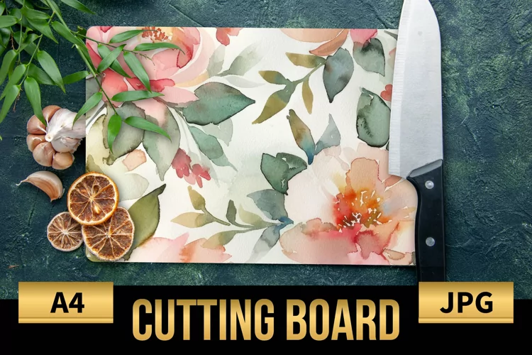 Blush Floral Watercolor Cutting Board | Flowers Design